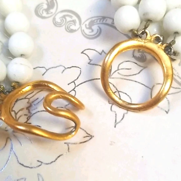 Vintage 1950s Mid Century Choker Beaded Gold & Silver Tone Multi-Strand Necklace - Picture 12 of 15